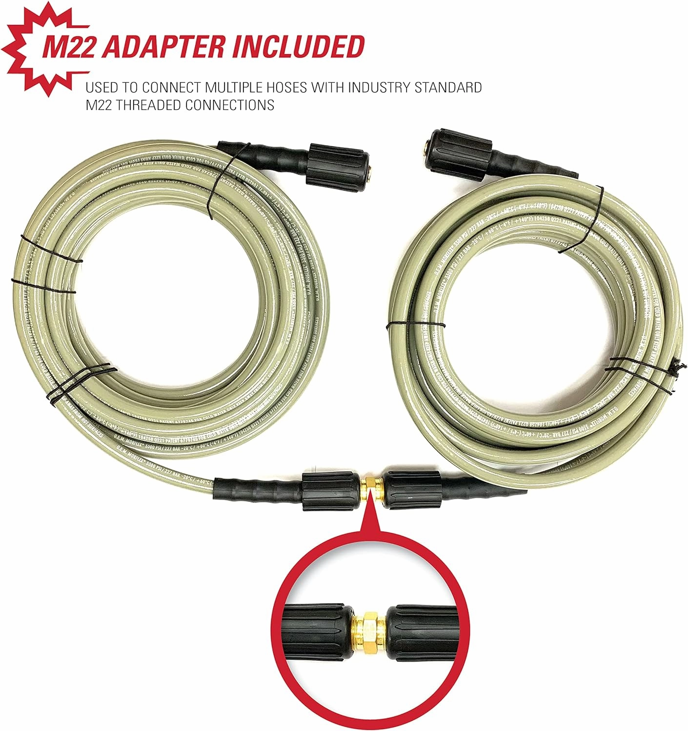 Simpson Cleaning 40226 Morflex Series 3700 PSI Pressure Washer Hose, Cold Water Use, 5/16 Inch Inner Diameter, 50 Feet, Natural