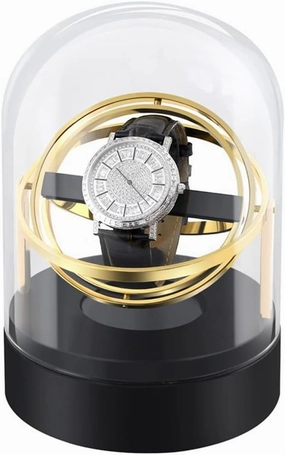 Single Watch Winder for Automatic Watches, Watch Shaker with Fully Transparent Glass Cover, Adjustable Speed, 4 Control Modes, Open The Lid and Stop