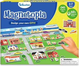 Skillmatics Creative Toy Magnetopia - Design Your City, Interactive Pretend Play Set for Kids, Toddlers, 60  Magnetic Pieces, Preschool Learning Game, Gifts for Boys & Girls Ages 3, 4, 5, 6, 7