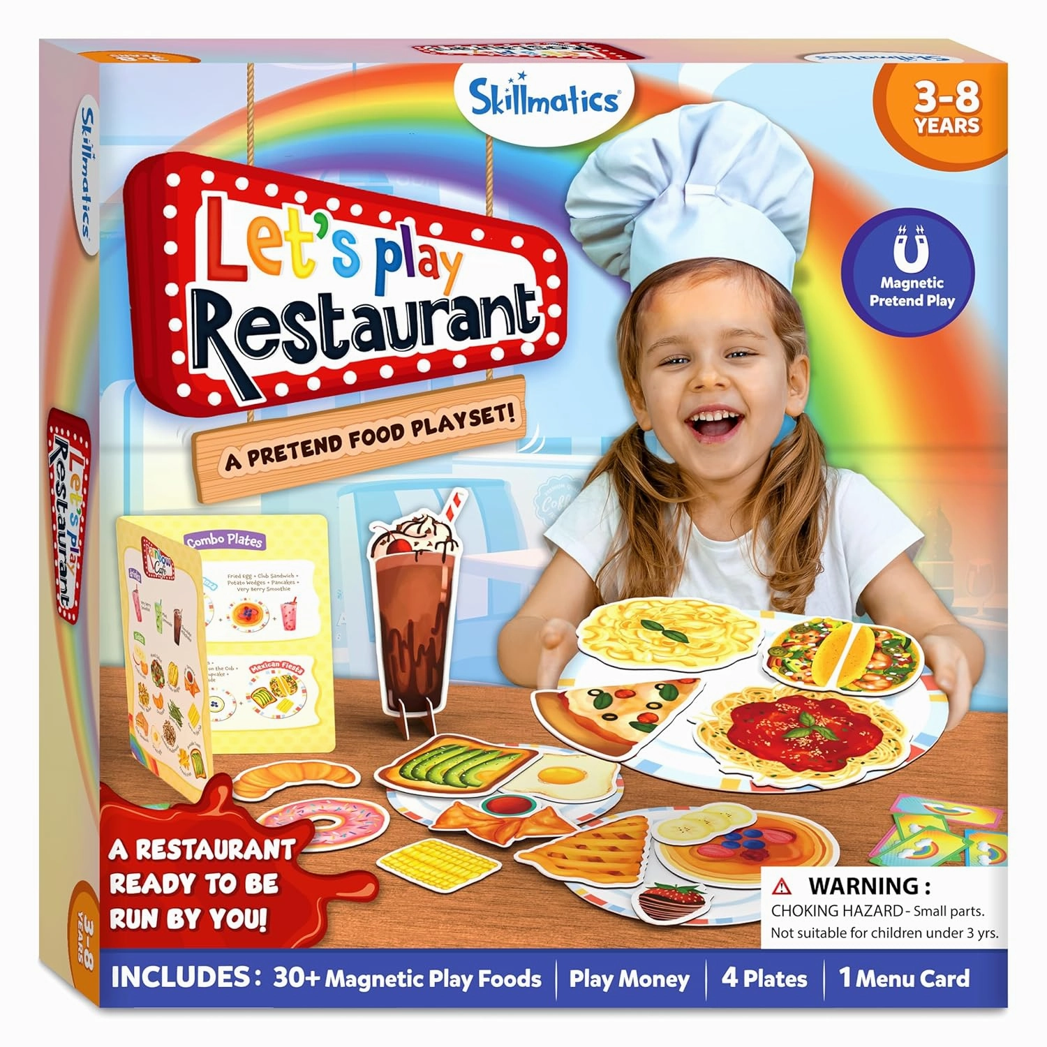 Skillmatics Let's Play Restaurant Pretend Play Food Playset With 30  Magnetic Food Items for Kids Ages 3 To 8 Years