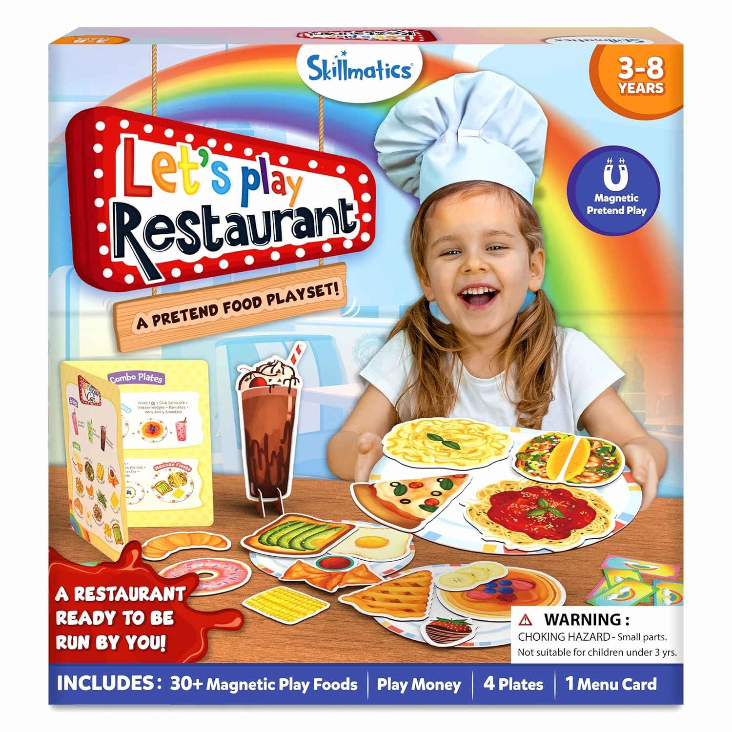 Skillmatics Let's Play Restaurant Pretend Play Food Playset With 30  Magnetic Food Items for Kids Ages 3 To 8 Years