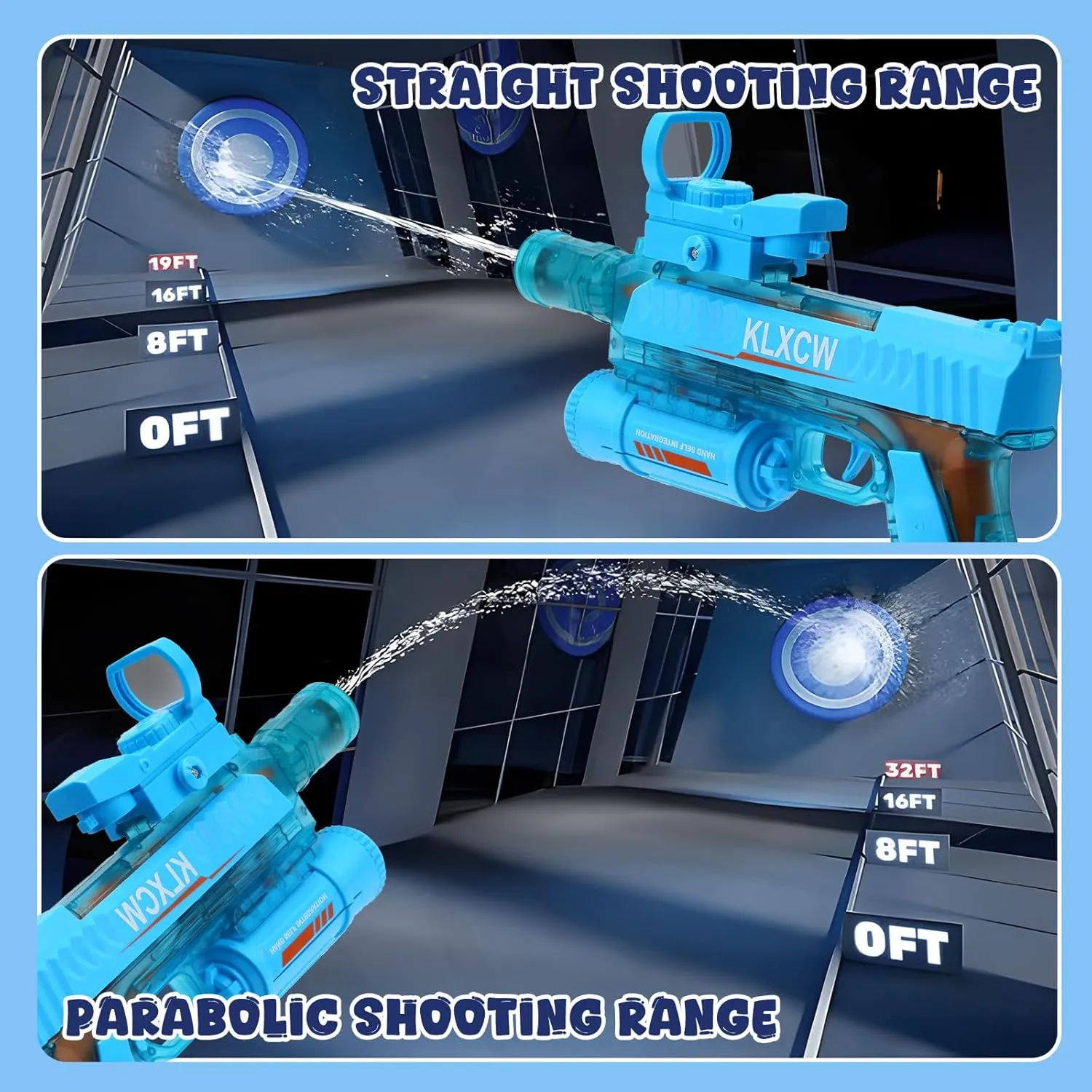 Skirfy Electric Water Gun with 750 CC for Kids Adults, Water Pistol High Powered IP67 Waterproof Up to 32FT,Ideal for Outdoor Swimming Pool Beach Games-Blue