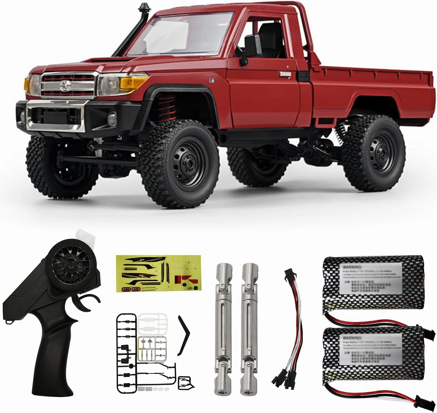 Skymaker MN82 RC Crawler 1/12 RC Truck 4x4 Toyota LC79 Remote Control Car 2.4GHz Off Road RC Car with Metal Drive Shaft & Two 1500mAh Battery RTR Vehicle for RC Hobby Adult Red