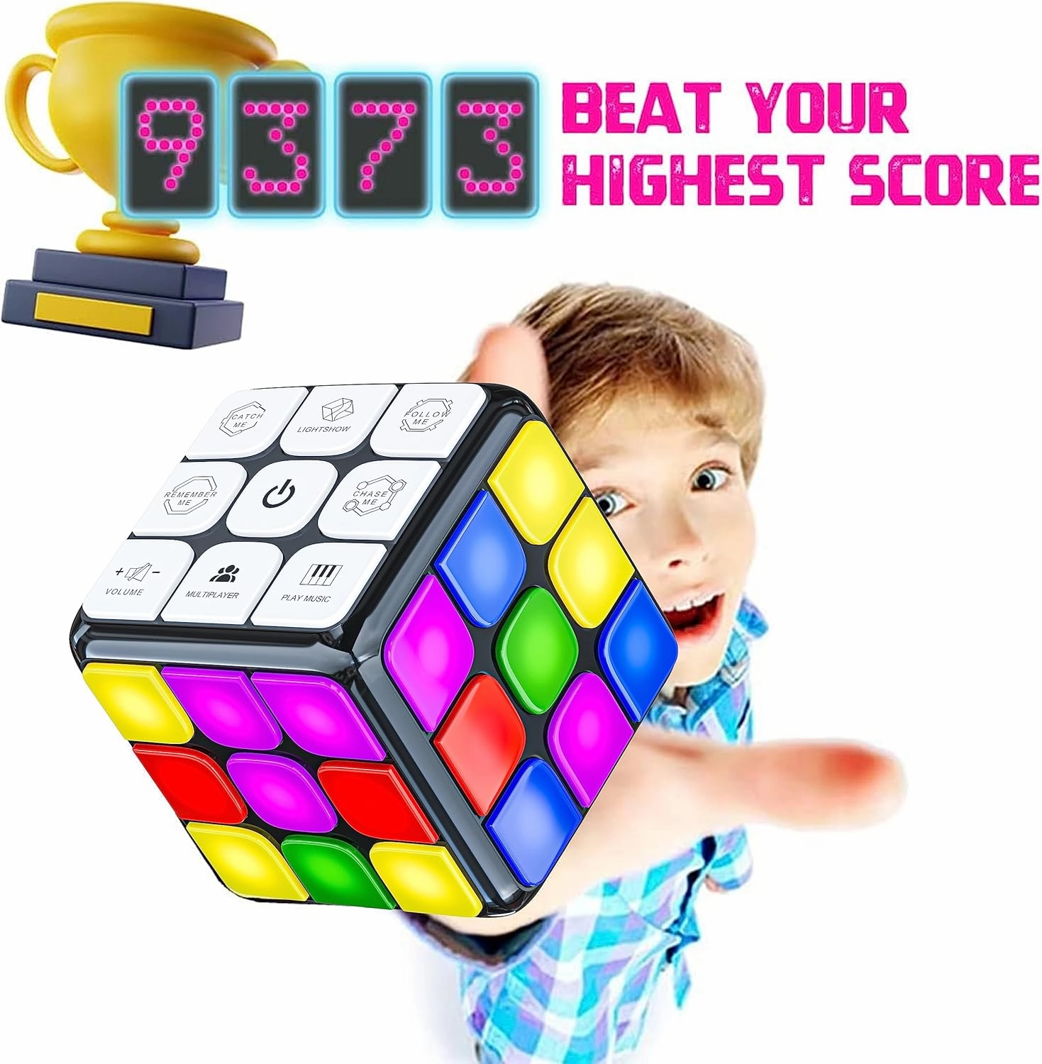 Skywin Memory Cube Game Improve Focus & Reflex, 3-Pack Rechargeable Cube Game for Kids & Adults, Enhances Hand-Eye Coordination, Speed, and Brain Development, Great for Solo or Multiplayer Fun