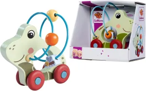 Sliding Frog with Motor Skills Game, Small Baby Hands, Easy Pushing Thanks to Silicone Wheels, 11 cm Tall, Made from 100% FSC Certified Plywood, from 1 Year