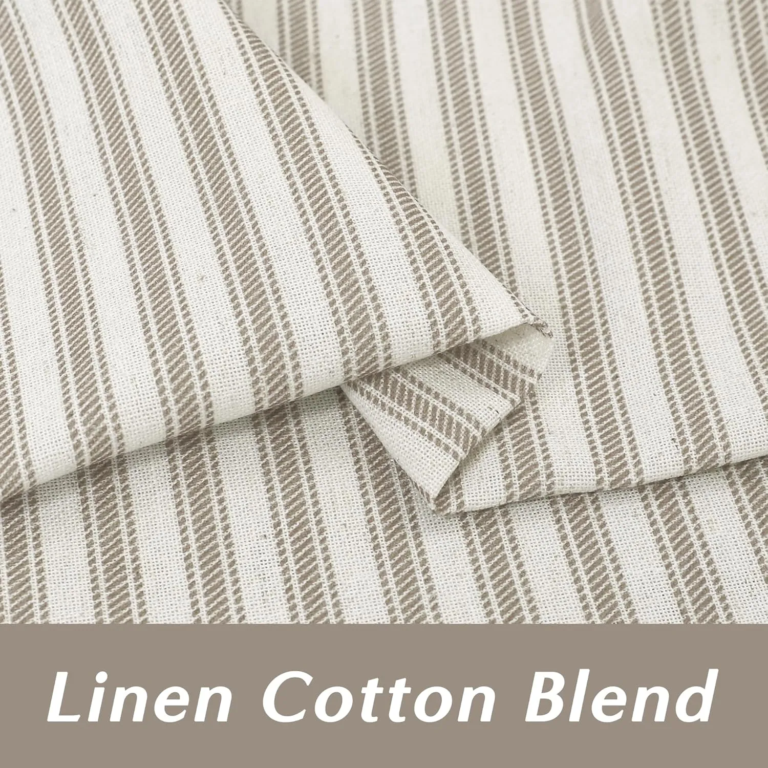 Small Curtains for Kitchen Window,Linen Farmhouse Pinstripe Curtains to Cover Open Shelves,24x24 24 x 24 Inch Length