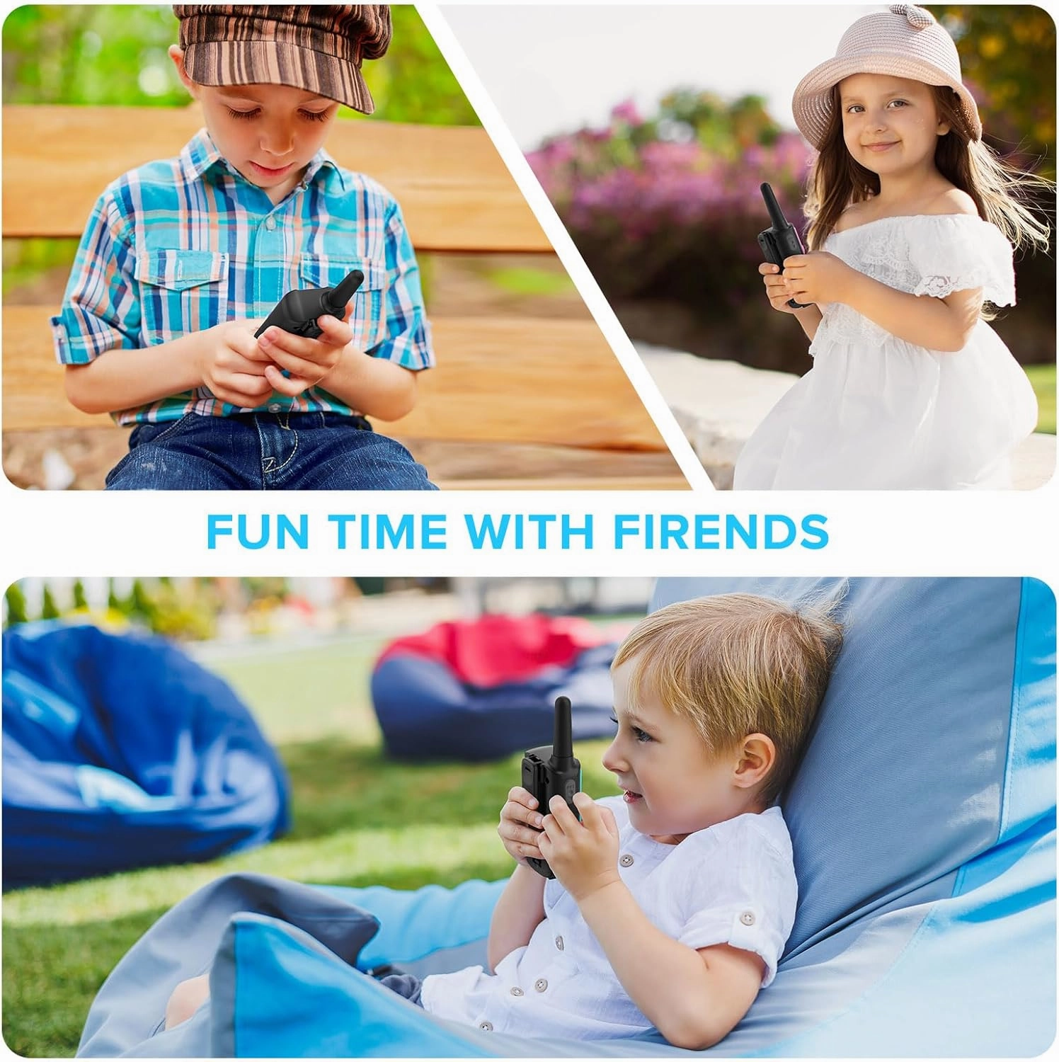 Small Machine Walkie Talkie,Camping Outdoor Game Toys Christmas Birthday Gift for Boys and Girls 3 4 5 6 7 8 9 10 Years Old Rechargeable with NOAA,Lanyard Kids Walkie Talkie 2 Packs