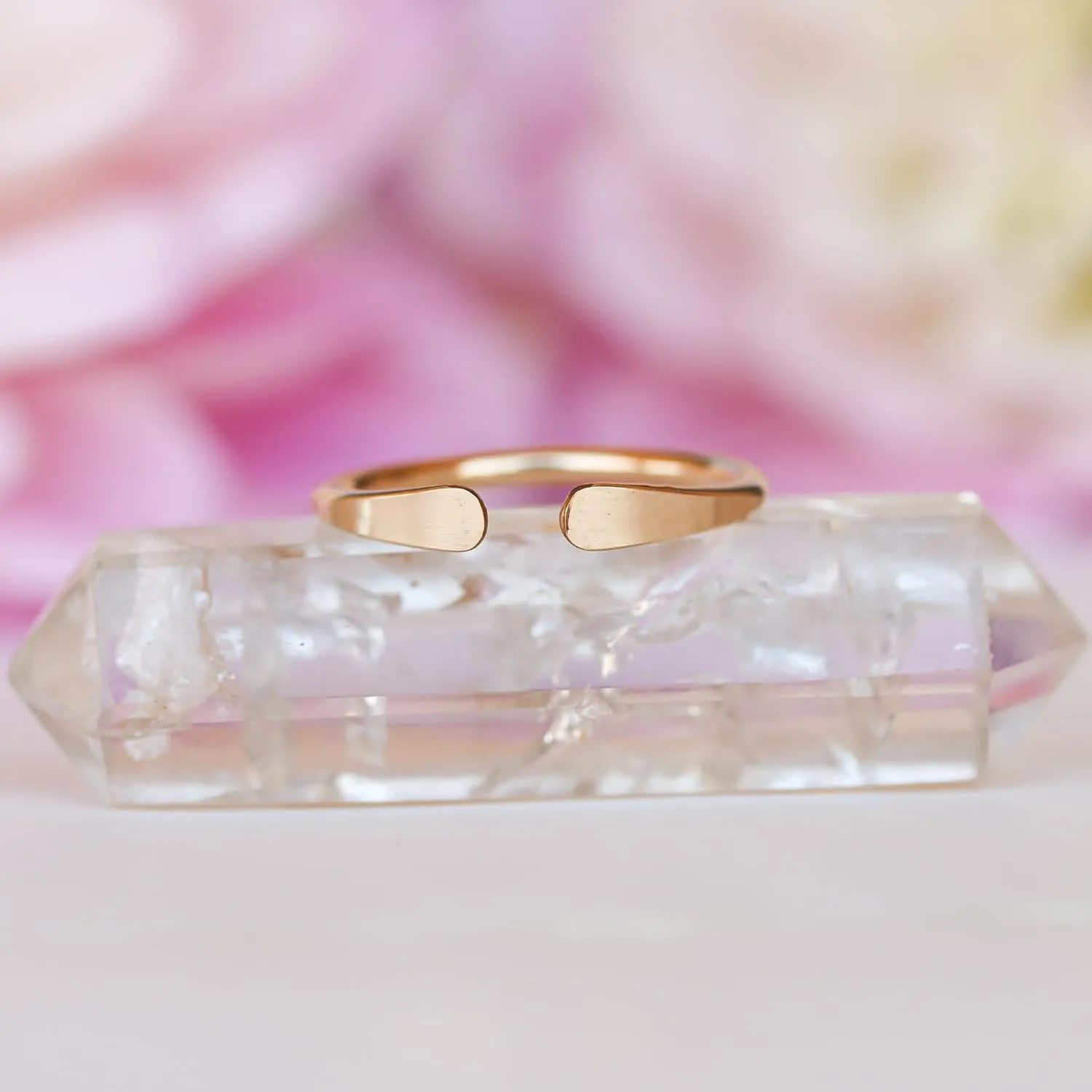 Smooth Hammered Gold Horseshoe Ring, Handmade Cuff Ring for Knuckle or Midi Wear by Lotus Stone Jewelry (gold-filled, 8)