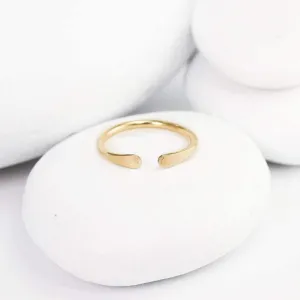 Smooth Hammered Gold Horseshoe Ring, Handmade Cuff Ring for Knuckle or Midi Wear by Lotus Stone Jewelry (gold-filled, 8)