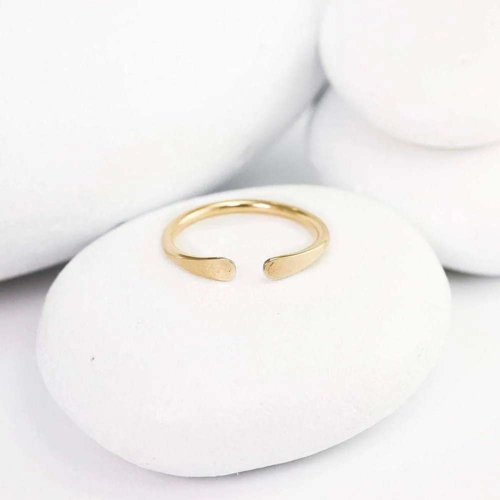 Smooth Hammered Gold Horseshoe Ring, Handmade Cuff Ring for Knuckle or Midi Wear by Lotus Stone Jewelry (gold-filled, 8)