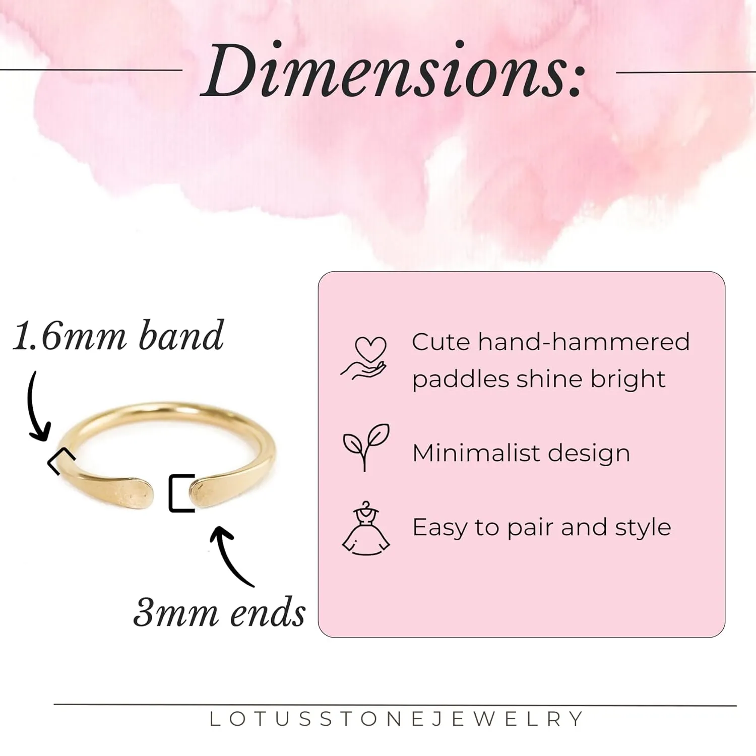 Smooth Hammered Gold Horseshoe Ring, Handmade Cuff Ring for Knuckle or Midi Wear by Lotus Stone Jewelry (gold-filled, 8)