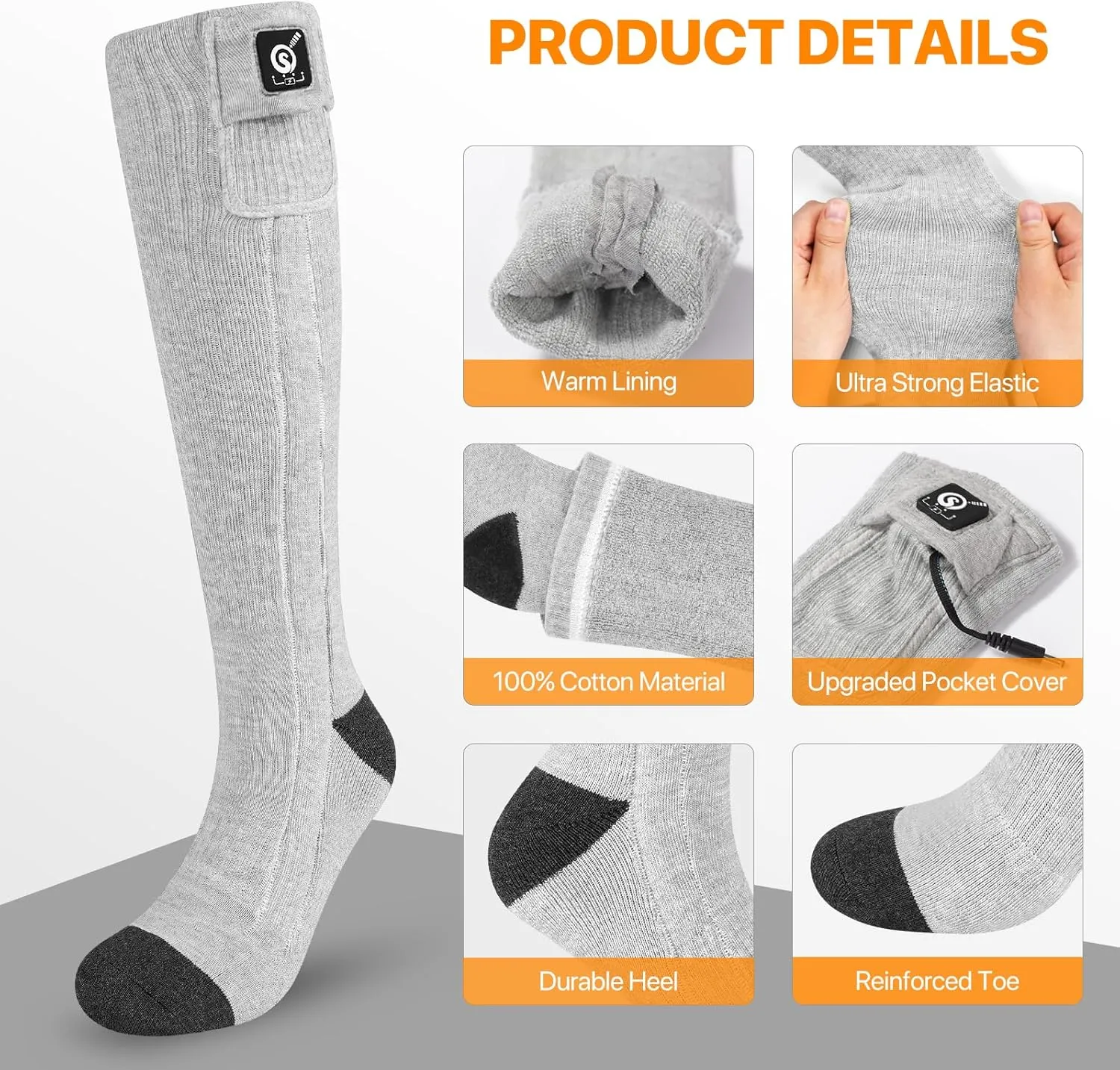 SNOW DEER Heated Socks,Men Women Electric Battery Socks Foot Warmer