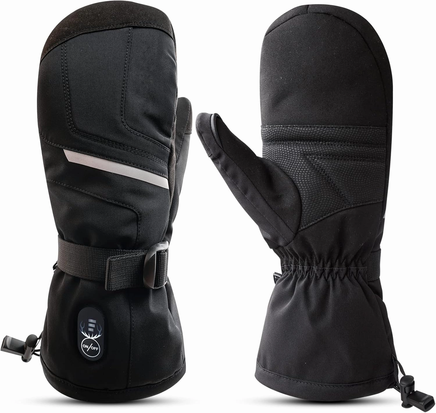 SNOW DEER Heated Ski Mittens for Men Women, Electric Mitts Gloves Rechargeable Battery Heated Hand Glove for Arthritis Skiing Hiking