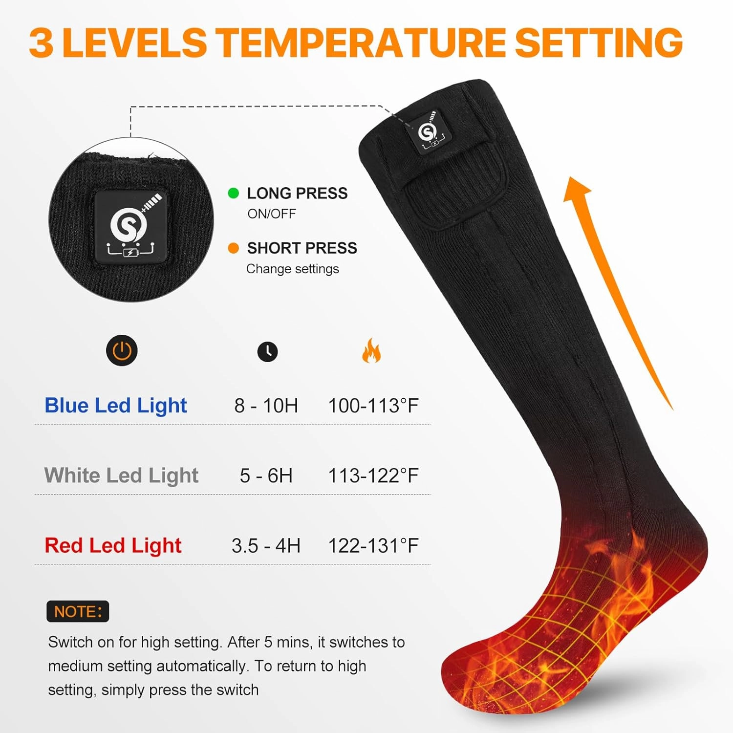 SNOW DEER Heated Socks,Men Women Electric Battery Socks Foot Warmer