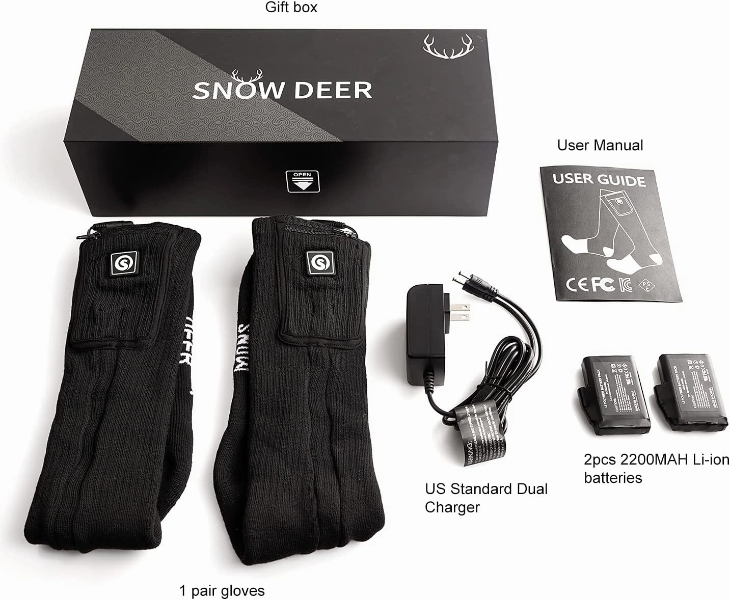 SNOW DEER Heated Socks,Men Women Electric Battery Socks Foot Warmer