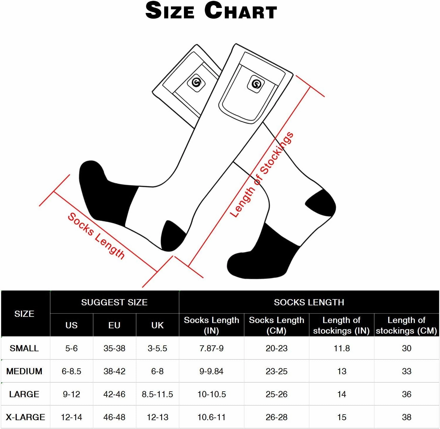 SNOW DEER Heated Socks,Men Women Electric Battery Socks Foot Warmer