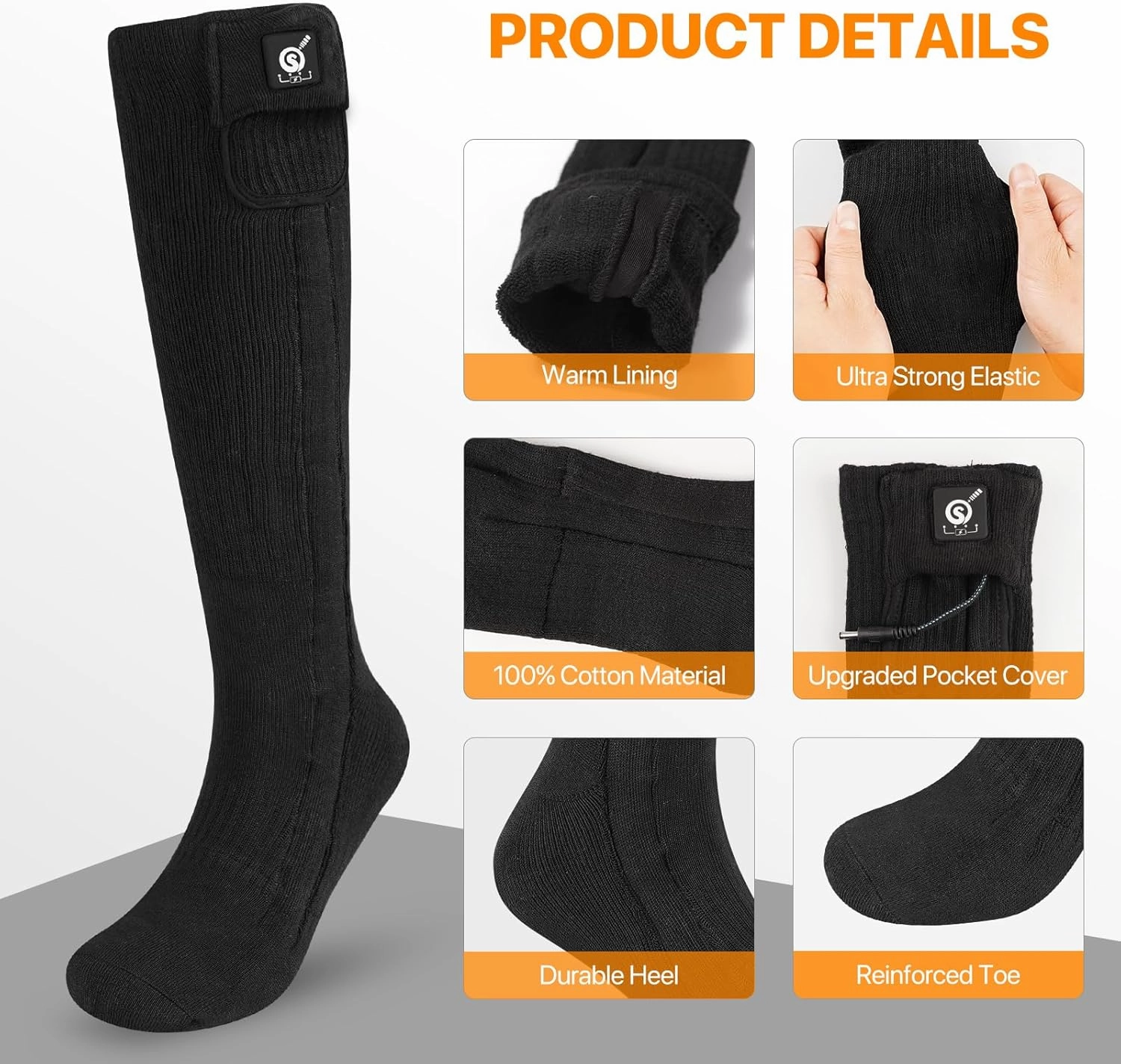 SNOW DEER Heated Socks,Men Women Electric Battery Socks Foot Warmer
