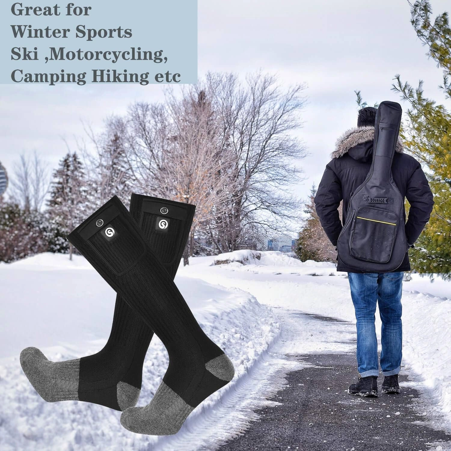 SNOW DEER Heated Socks,Men Women Electric Battery Socks Foot Warmer