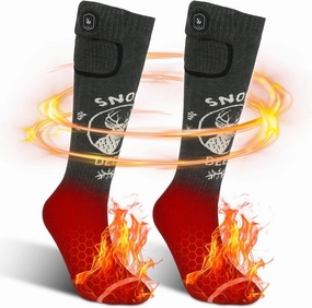 SNOW DEER Heated Socks,Upgraded 7.4V Rechargeable Battery Electric Socks for Men Women,Winter Cold Weather Warm Socks for Huting Fishing Camping Hiking Skiing Foot Warmer