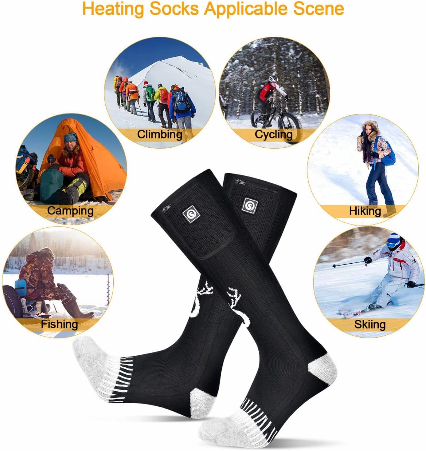 SNOW DEER Upgraded Rechargeable Electric Heated Socks,7.4V 2200mAh Battery Powered Cold Weather Heat Socks for Men Women,Outdoor Riding Camping Hiking Motorcycle Skiing Warm Winter Socks