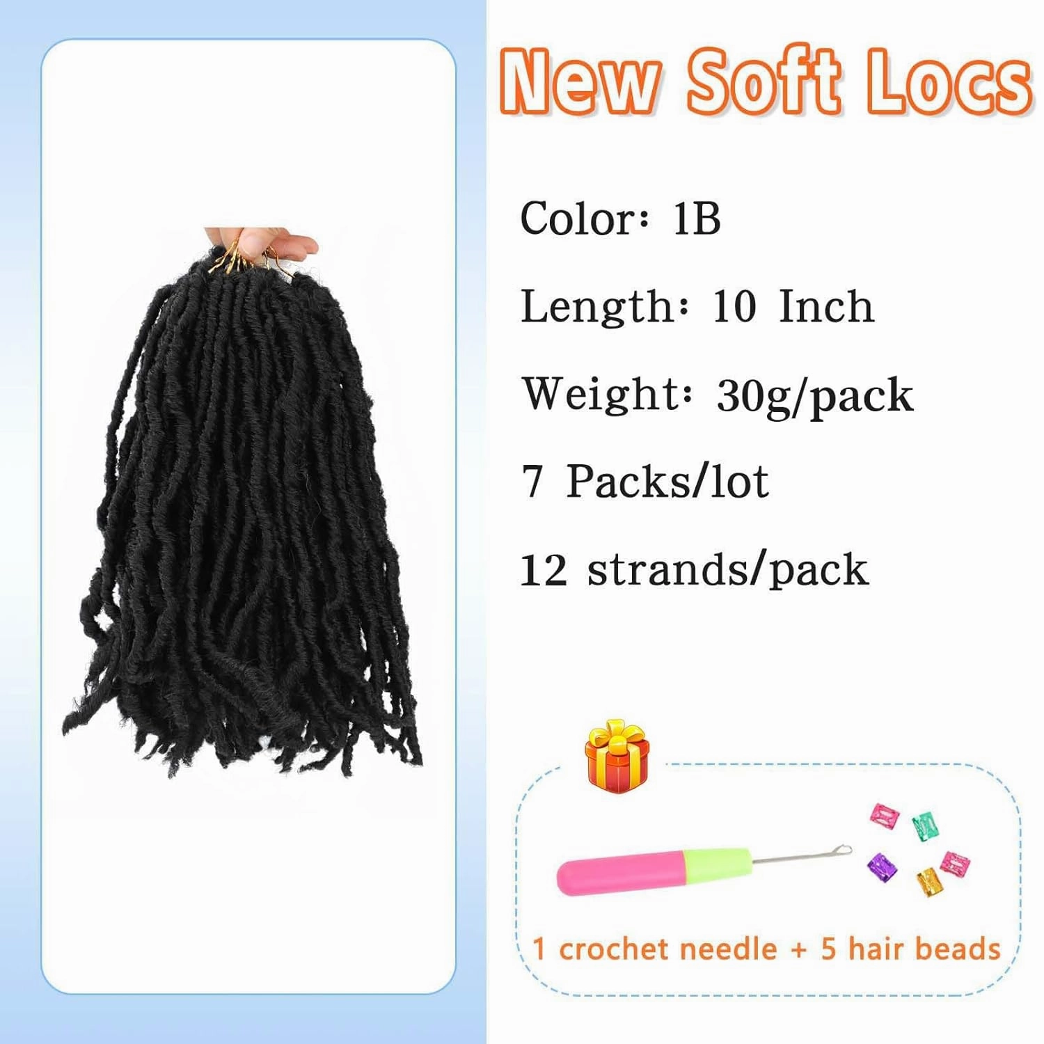 Soft Locs 10 Inch Faux Locs Crochet Hair 7 Packs Short Soft Locs Crochet Hair For Kids Pre Looped Soft Faux Loc Butterfly Hair Crochet Braids(10inch, 7 Packs, 1B)