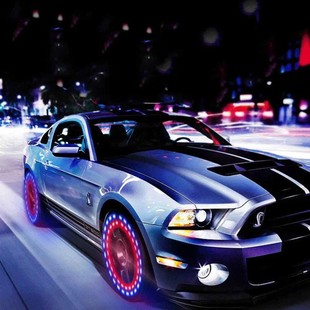 Solar RGB LED Tire Light - Auto-Illuminating Car Accessory