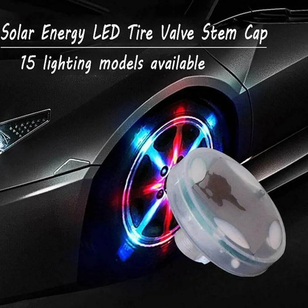 Solar RGB LED Tire Light - Auto-Illuminating Car Accessory
