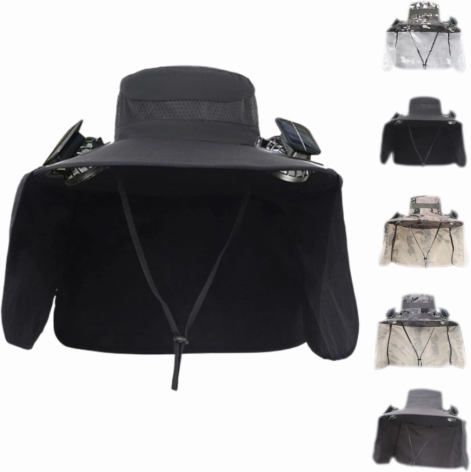 Solar Fan Hats for Men Women,Hat with Fans Solar Power,Outdoor Wide Brim Sun Hat with 2 Solar F-an