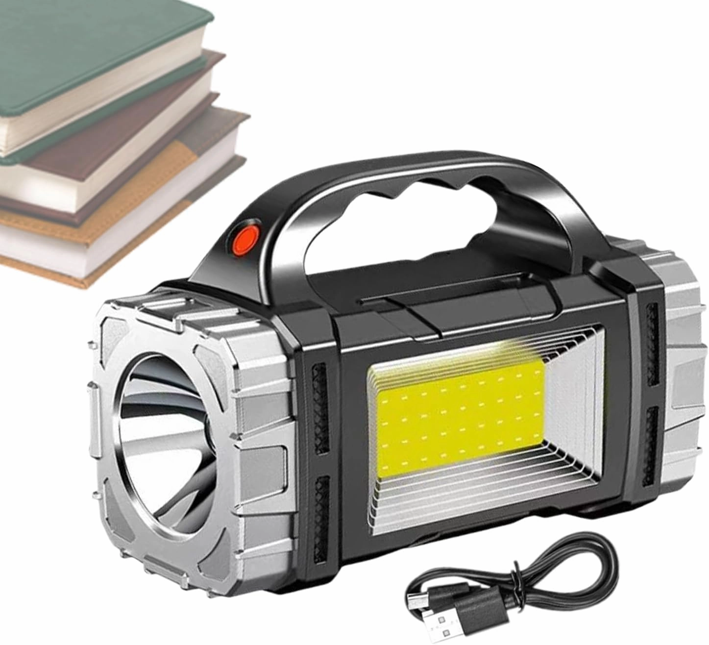 Solar Rechargeable Flashlight, Waterproof Camping Torch, USB Charging, Portable Outdoor Light for Hiking, Fishing, Emergencies, Home, Work Use, 6.1x2.76x4.13 inches