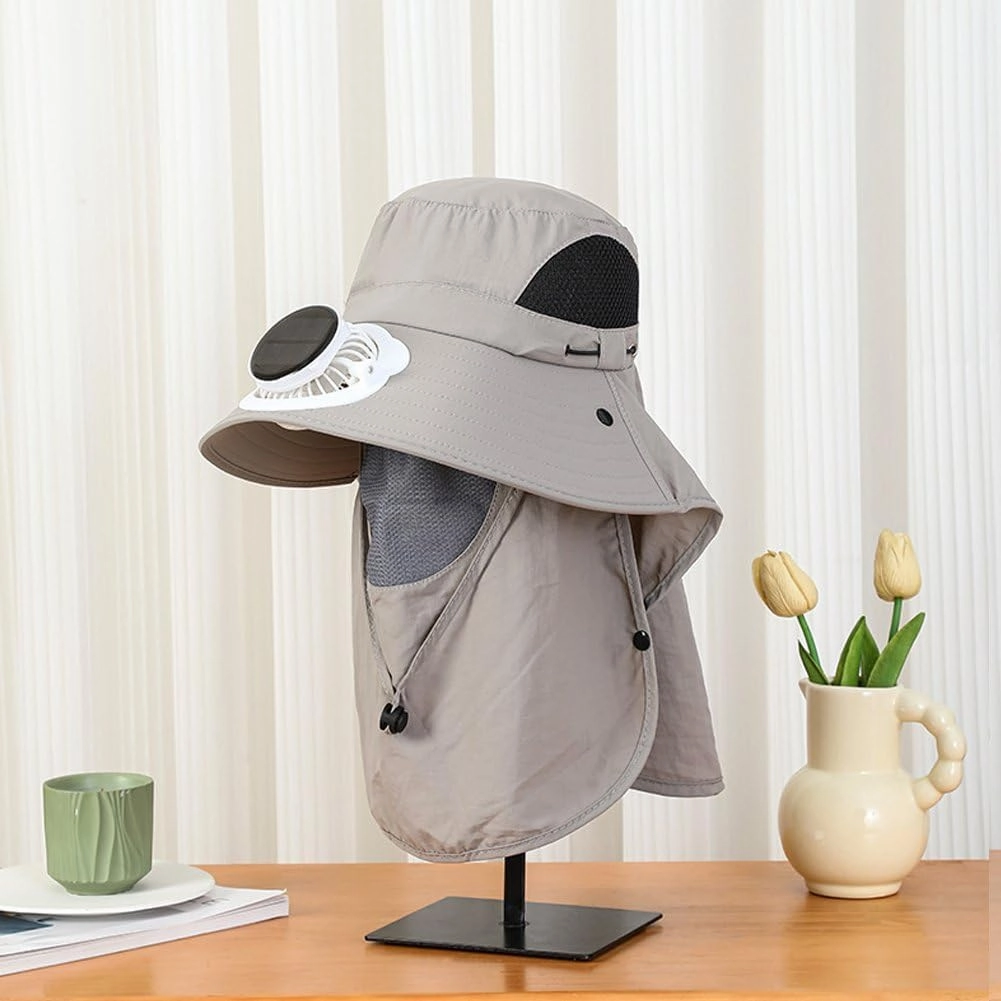 Solar Sun Hat Oversized Fishing Hat with Fan Bucket Hat Removable Uv Protection Sun Protection Wide Brim
