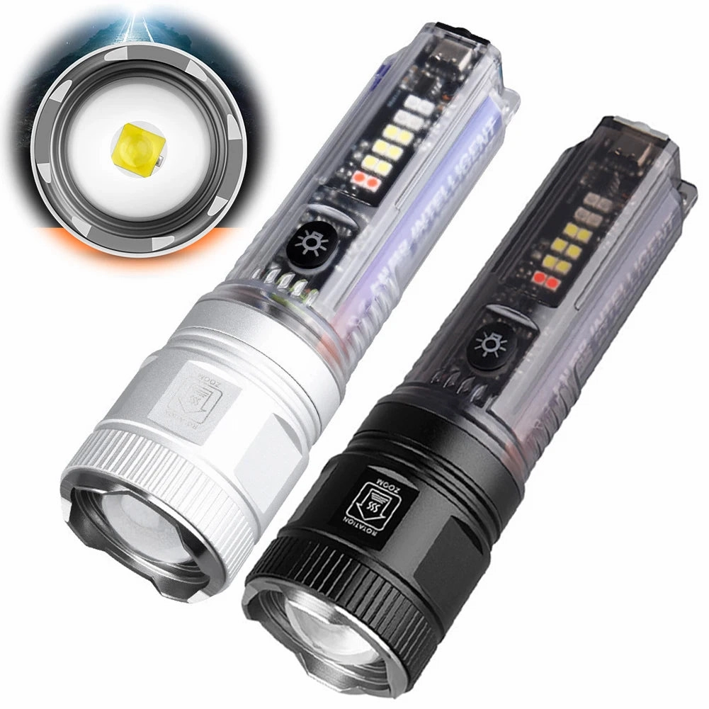 Solar/USB Rechargeable Flashlight Zoomable 30W Outdoor Work Light 1000LM