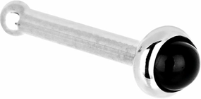 Solid 14k White Gold 2mm Onyx Nose Stud Bone 18 Gauge