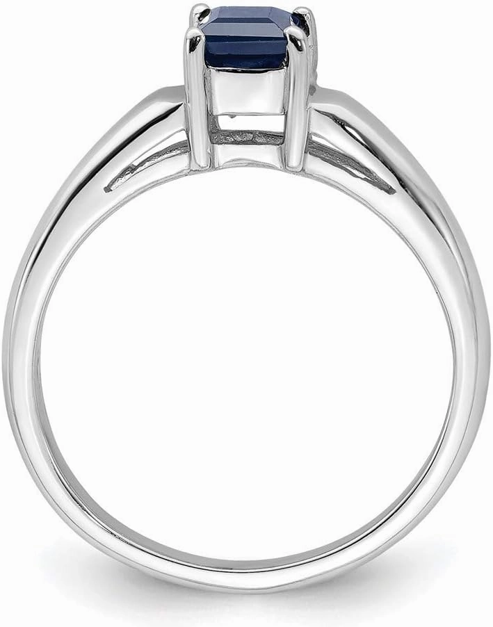 Solid 14k White Gold 4mm Princess Cut Sapphire Blue September Gemstone Engagement Ring