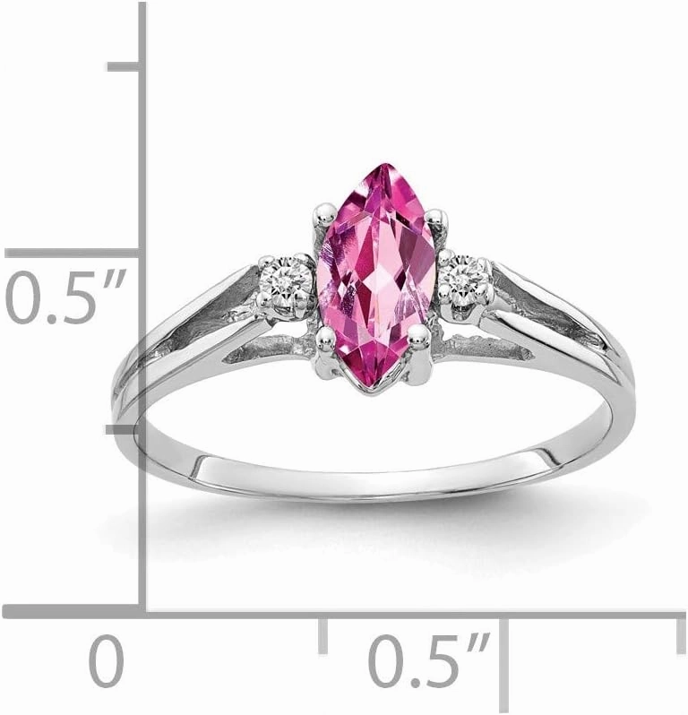 Solid 14k White Gold 8x4mm Marquise Pink Sapphire VS Diamond Engagement Ring (.04 cttw.)