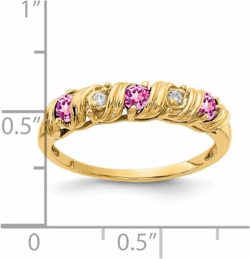 Solid 14k Yellow Gold 2.75mm Pink Sapphire Diamond Engagement Ring (.024 cttw.)