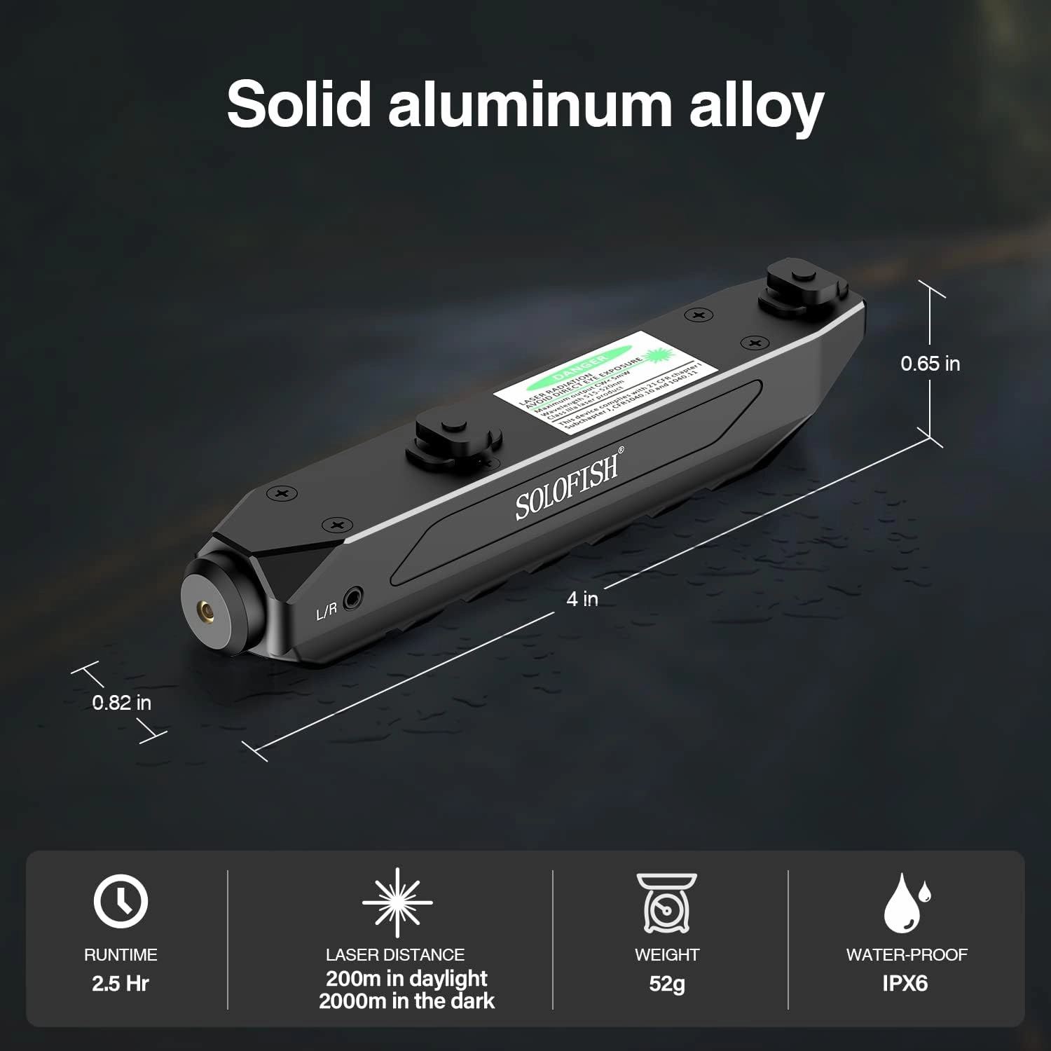 SOLOFISH Picatinny/MLOK Mounted Green/Red/Blue Laser Sight, Magnetic Rechargeable, (Laser Output is <5mW, Class IIIA)