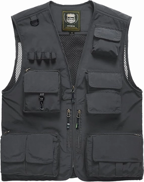 Spanye Mens Fishing Hunting Vest Outdoor Travel Utility Vest Tactical Work Jacket Multi Pocket