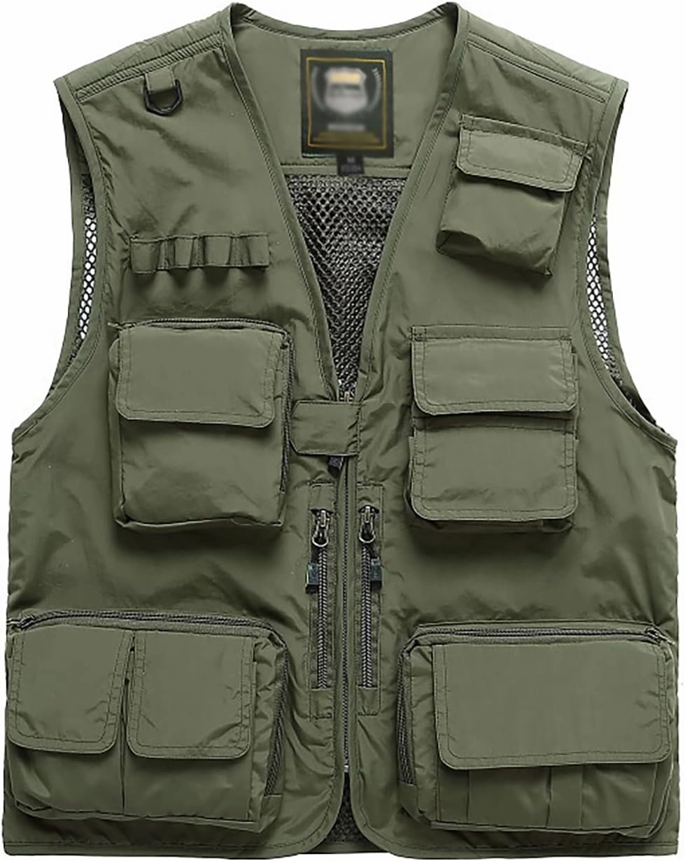 Spanye Mens Fishing Hunting Vest Outdoor Travel Utility Vest Tactical Work Jacket Multi Pocket