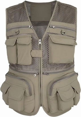 Spanye Mens Fishing Hunting Vest Outdoor Travel Utility Vest Tactical Work Jacket Multi Pocket