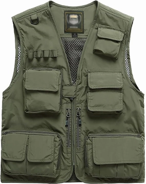 Spanye Mens Fishing Hunting Vest Outdoor Travel Utility Vest Tactical Work Jacket Multi Pocket