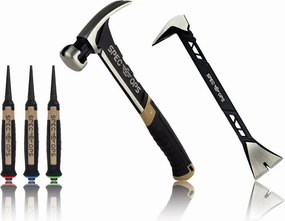 Spec Ops Tools 3-Piece Tool Set, Includes 20 oz Nailing Hammer, 11" Molding Pry Bar, 3-Piece Nail Set, 3% Donated to Veterans