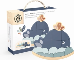 Speedy Monkey Rocking Stacker – Whale Balance Game, 13 Wooden Pieces, Fun Skill Challenge for Family, Develops Hand-Eye Coordination, Fine Motor Skills, Non-Toxic Paint, for Kids 2-6 Years