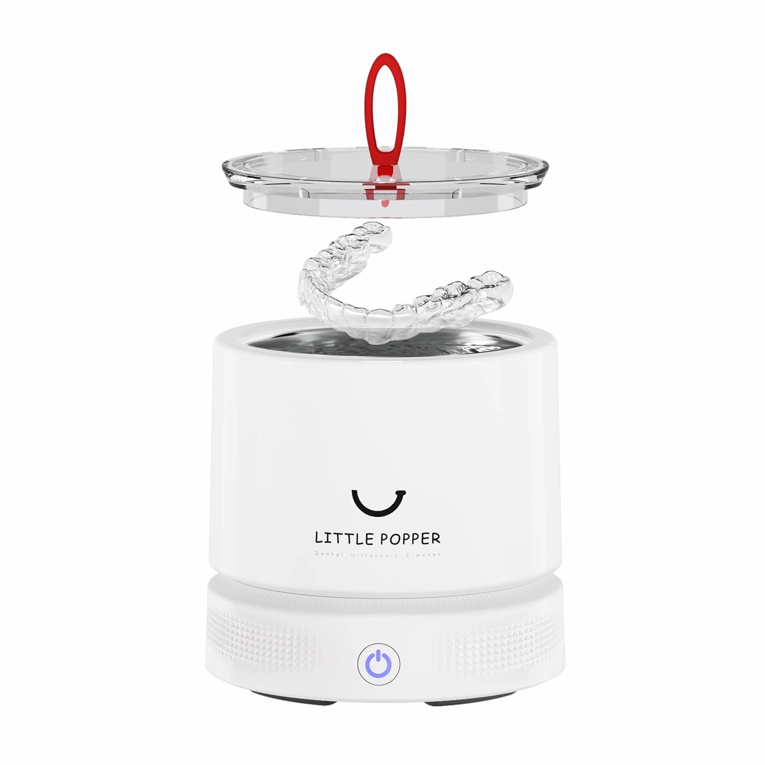 Split Ultrasonic Retainer Cleaner Machine—Little Popper Ultrasonic Jewelry Cleaner for Denture Cleaner, Silver Jewelry Cleaner, Mouth Guard Cleaner, Night Guard Cleaner with 180ML Dental Cleaning Pod