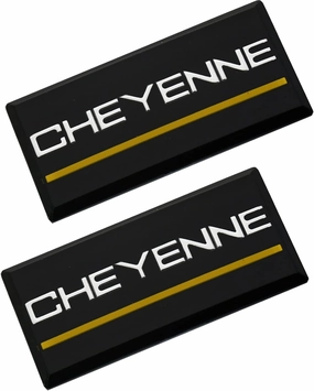 SSDD 2pcs Cheyenne Cab Emblems Replacement for 88-94 Chevrolet Side Roof Pillar 3D Badge Nameplate (Chrome/Yellow)
