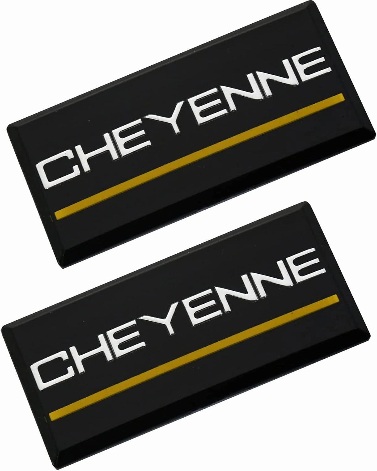SSDD 2pcs Cheyenne Cab Emblems Replacement for 88-94 Chevrolet Side Roof Pillar 3D Badge Nameplate (Chrome/Yellow)