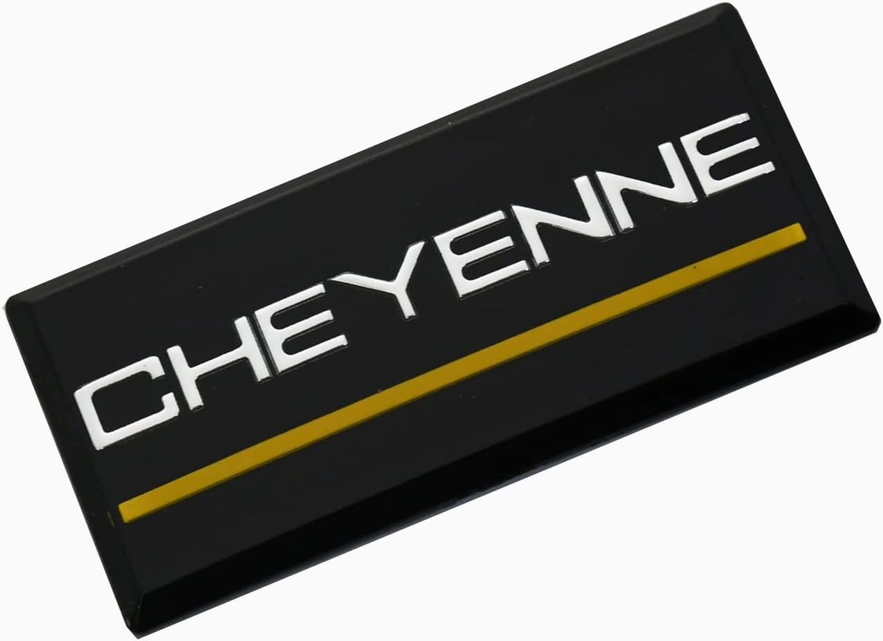 SSDD 2pcs Cheyenne Cab Emblems Replacement for 88-94 Chevrolet Side Roof Pillar 3D Badge Nameplate (Chrome/Yellow)