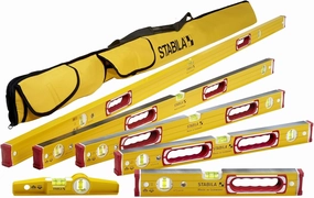 Stabila 78496 6 Piece Level Kit 78"/48"/32"/24"/16"/10” Die Cast Magnetic Torpedo Level With Nylon Carrying Case