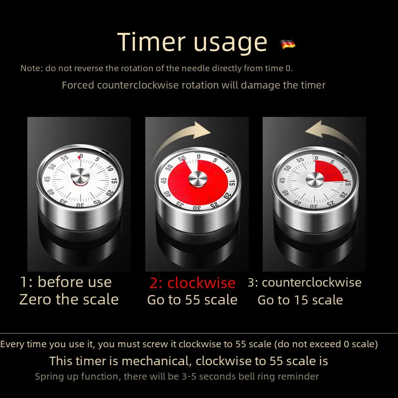 Stainless Steel Magnetic Kitchen Timer