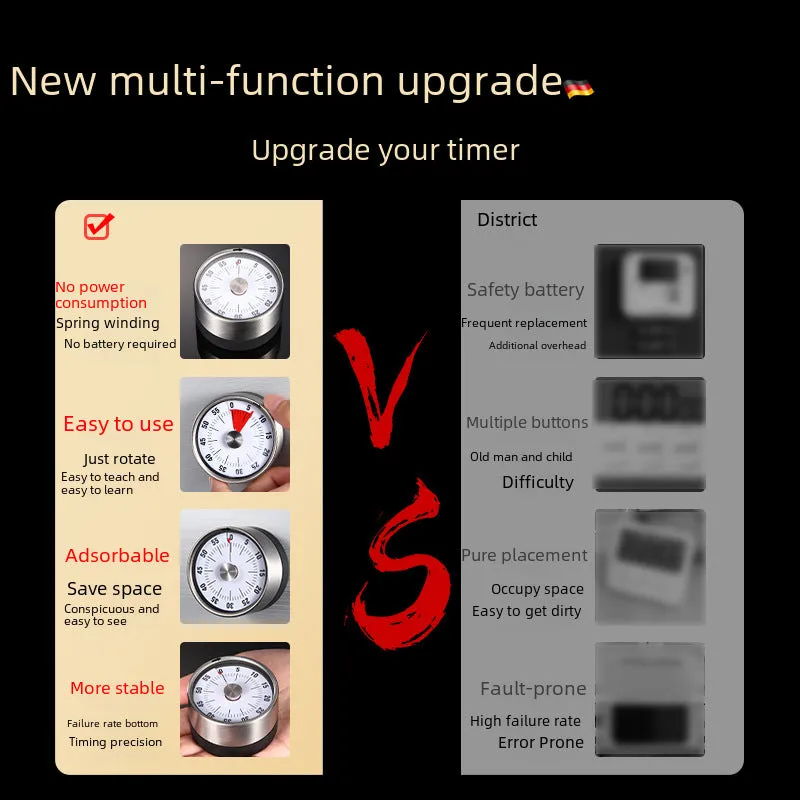 Stainless Steel Magnetic Kitchen Timer