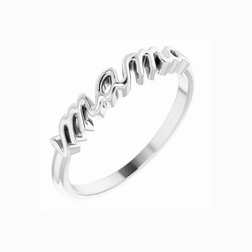 Sterling Silver Mama Script Ring